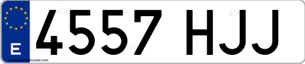 Ejemplo de matrícula de coche ordinaria 4557 HJJ