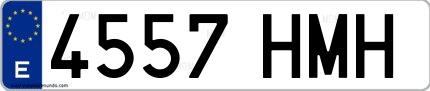 Ejemplo de matrícula española 4557 HMH