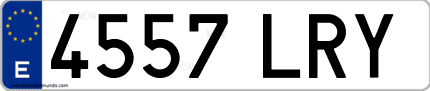 Ejemplo de matrícula de coche ordinaria 4557 LRY