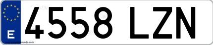 Ejemplo de matrícula española 4558 LZN