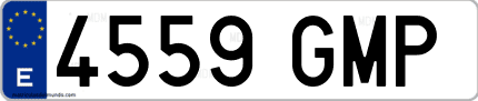 Ejemplo de matrícula de coche ordinaria 4559 GMP