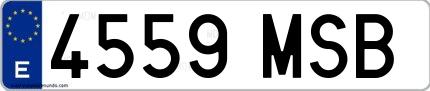 Ejemplo de matrícula española 4559 MSB