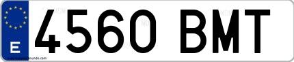 Ejemplo de matrícula española 4560 BMT