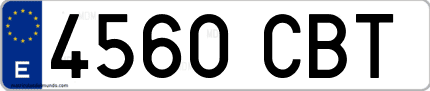 Ejemplo de matrícula de coche ordinaria 4560 CBT