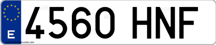 Ejemplo de matrícula de coche ordinaria 4560 HNF
