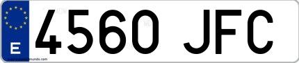 Ejemplo de matrícula española 4560 JFC