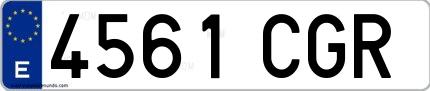 Ejemplo de matrícula española 4561 CGR