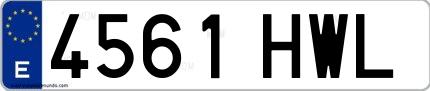 Ejemplo de matrícula española 4561 HWL
