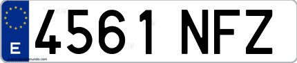 Ejemplo de matrícula de coche ordinaria 4561 NFZ