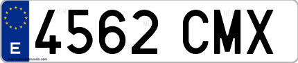 Ejemplo de matrícula de coche ordinaria 4562 CMX