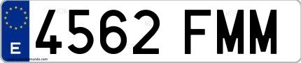 Ejemplo de matrícula española 4562 FMM