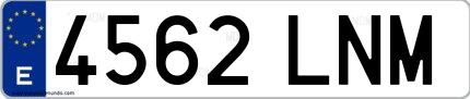 Ejemplo de matrícula española 4562 LNM