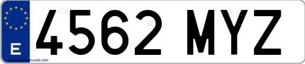 Ejemplo de matrícula española 4562 MYZ