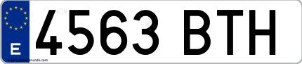 Ejemplo de matrícula española 4563 BTH