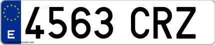 Ejemplo de matrícula de coche ordinaria 4563 CRZ
