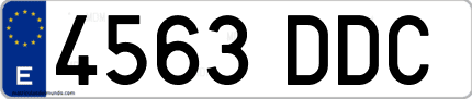 Ejemplo de matrícula de coche ordinaria 4563 DDC
