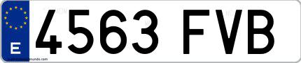 Ejemplo de matrícula española 4563 FVB