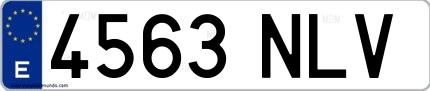 Ejemplo de matrícula española 4563 nlv
