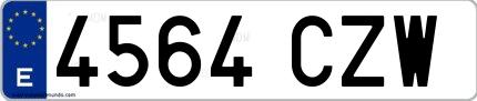 Ejemplo de matrícula española 4564 CZW