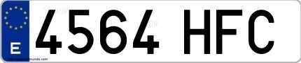 Ejemplo de matrícula española 4564 HFC