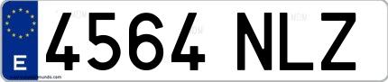 Ejemplo de matrícula española 4564 NLZ
