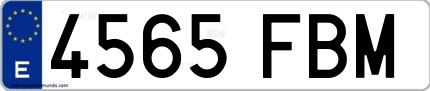 Ejemplo de matrícula española 4565 FBM