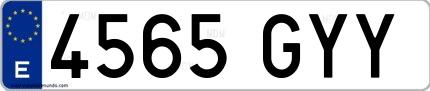 Ejemplo de matrícula española 4565 GYY