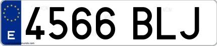 Ejemplo de matrícula española 4566 BLJ