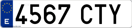 Ejemplo de matrícula de coche ordinaria 4567 CTY