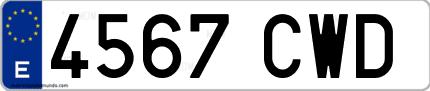 Ejemplo de matrícula de coche ordinaria 4567 CWD