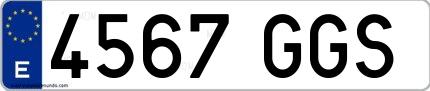 Ejemplo de matrícula española 4567 GGS