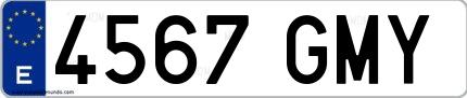 Ejemplo de matrícula española 4567 GMY