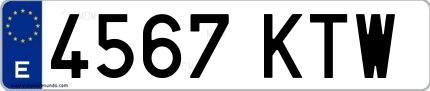 Ejemplo de matrícula española 4567 KTW