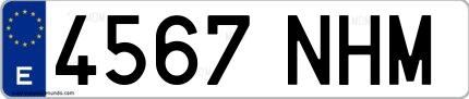 Ejemplo de matrícula española 4567 NHM
