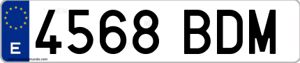 Ejemplo de matrícula de coche ordinaria 4568 BDM