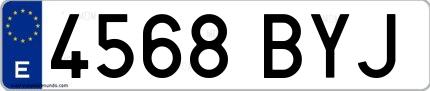 Ejemplo de matrícula española 4568 BYJ