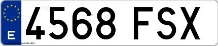 Ejemplo de matrícula española 4568 FSX