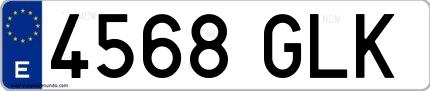 Ejemplo de matrícula española 4568 GLK
