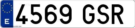 Ejemplo de matrícula española 4569 GSR