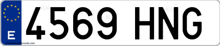 Ejemplo de matrícula de coche ordinaria 4569 HNG