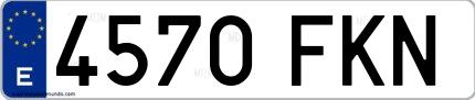 Ejemplo de matrícula española 4570 FKN