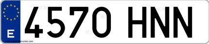 Ejemplo de matrícula española 4570 HNN