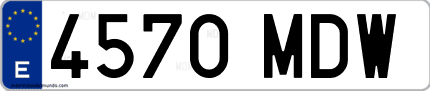 Ejemplo de matrícula de coche ordinaria 4570 MDW