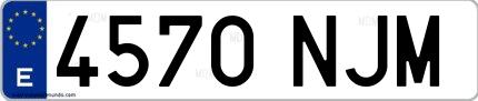 Ejemplo de matrícula española 4570 NJM