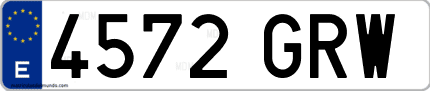 Ejemplo de matrícula de coche ordinaria 4572 GRW