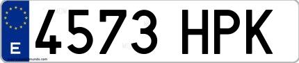 Ejemplo de matrícula española 4573 HPK
