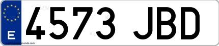 Ejemplo de matrícula española 4573 JBD
