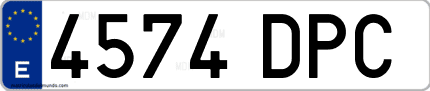 Ejemplo de matrícula de coche ordinaria 4574 DPC