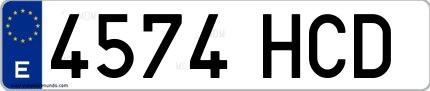 Ejemplo de matrícula española 4574 HCD