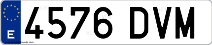 Ejemplo de matrícula de coche ordinaria 4576 DVM